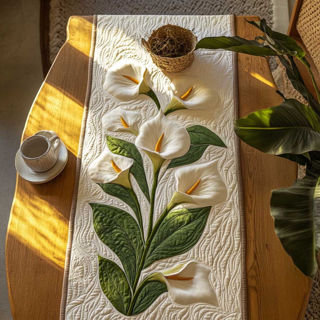 Elegant Calla Lilies WN2503065CL Quilted Table Runner