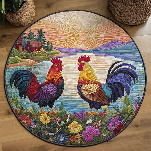 Sunset Chicken WJ2705046CL Quilted Round Mat