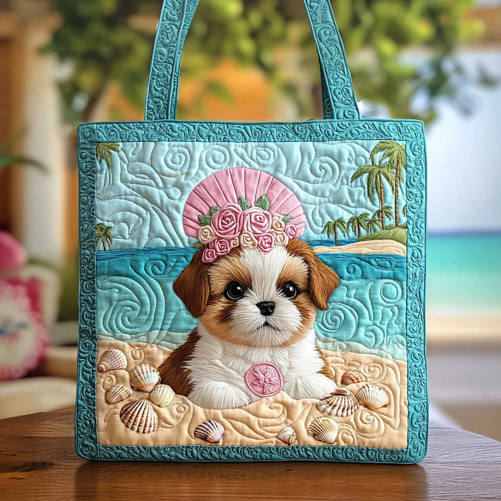 Graceful Shih Tzu QA1112038CL Quilted Tote Bag