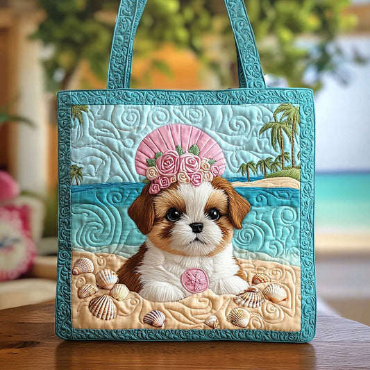 Graceful Shih Tzu QA1112038CL Quilted Tote Bag