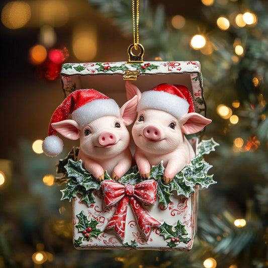 Pig Present Box WN2611027CL Christmas Ornament