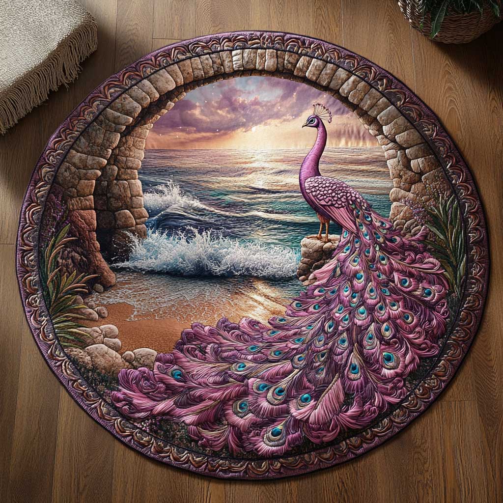 Luminous Peacock WN2904084CL Quilted Round Mat