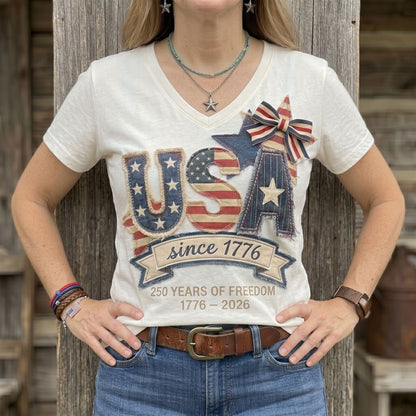 USA Since 1776 – 250 Years Of Freedom Patriotic WN2906004CL V-Neck T-Shirt