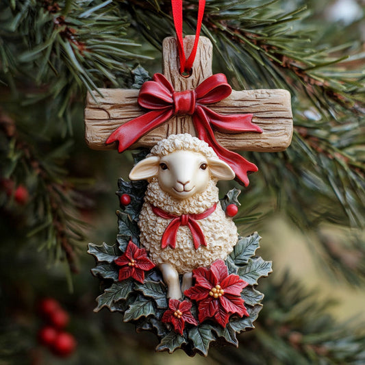 Cross Of Grace Sheep WN3010019CL Christmas Ornament