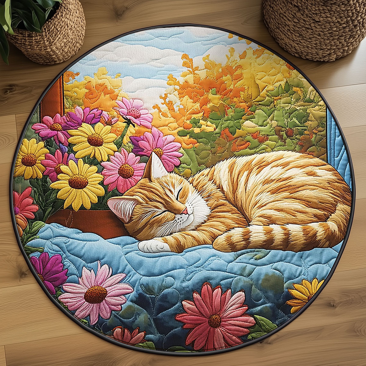 Sleeping Cat WJ2305045CL Quilted Round Mat