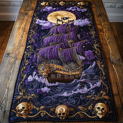 Midnight Pirate Ship WN2404072CL Quilted Table Runner