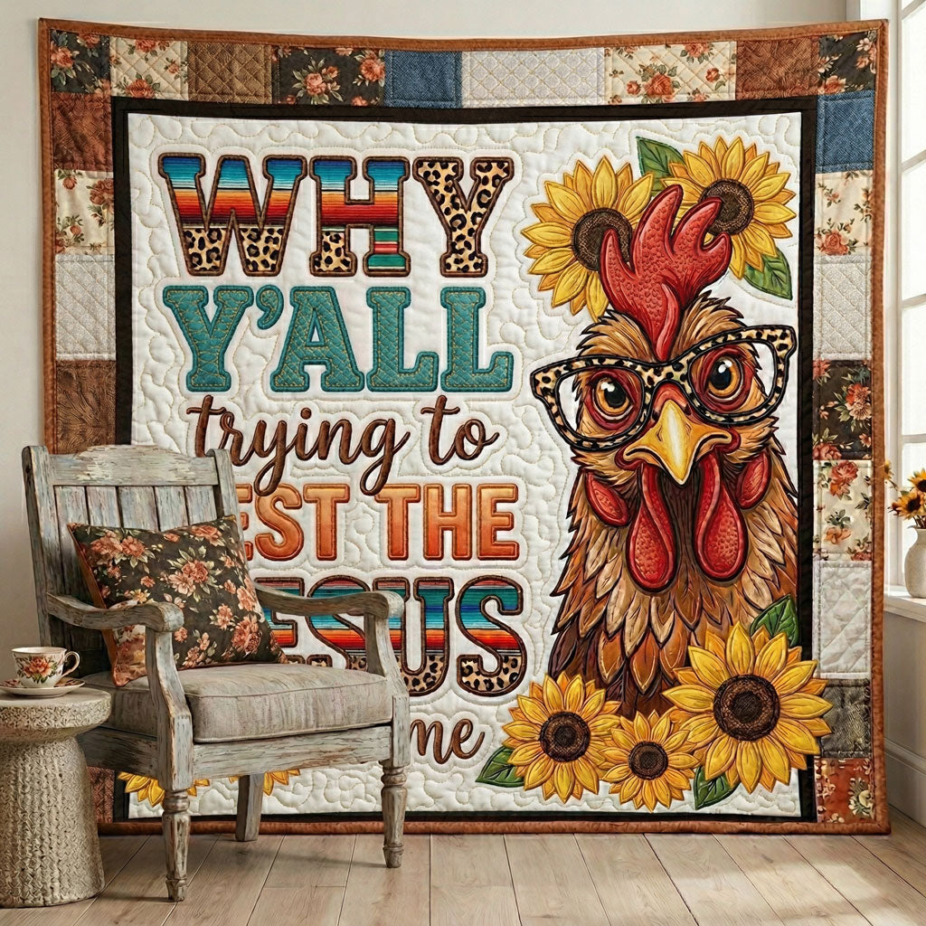 Funny Attitude Chicken Sunflower WN1004006CL Quilt