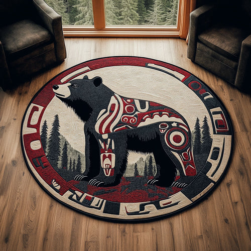 Bear Tribal KL1012017CL Quilted Round Mat