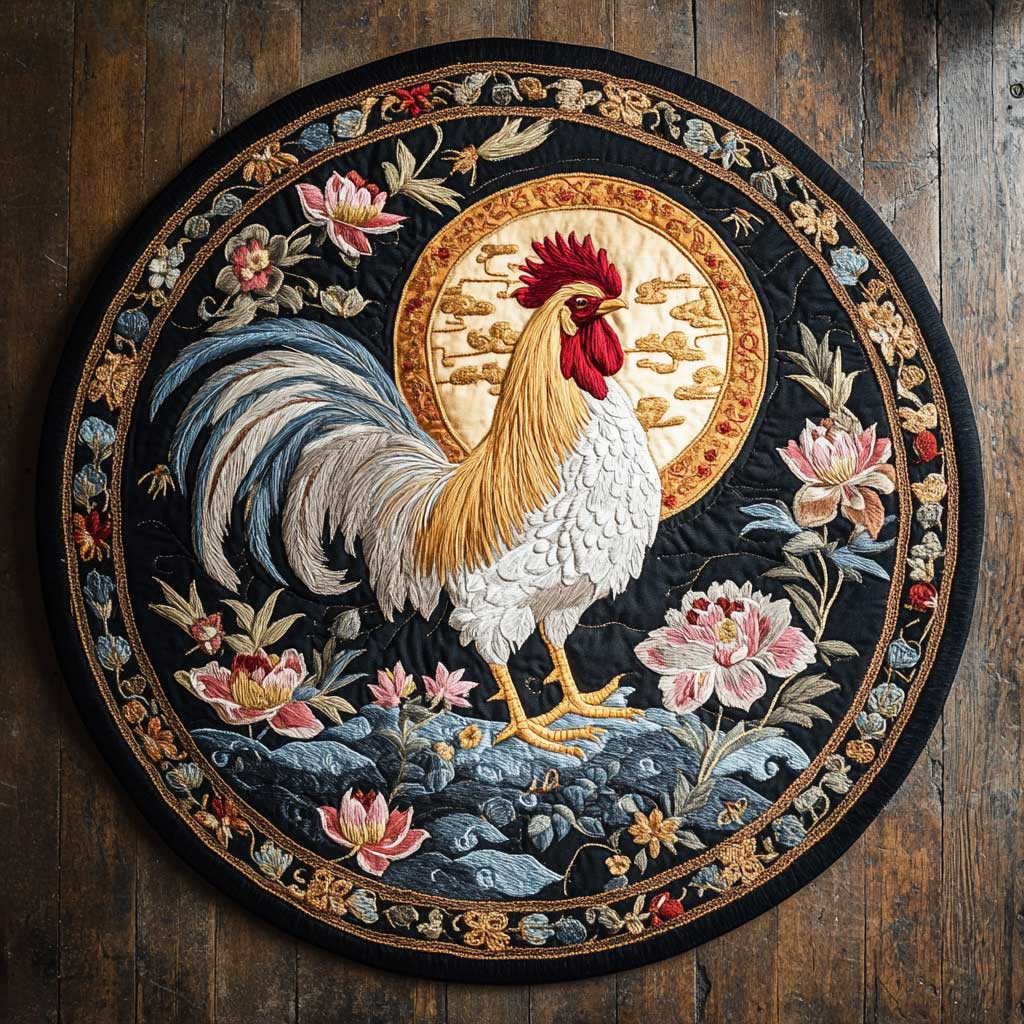 Celestial Rooster WN1405004CL Quilted Round Mat