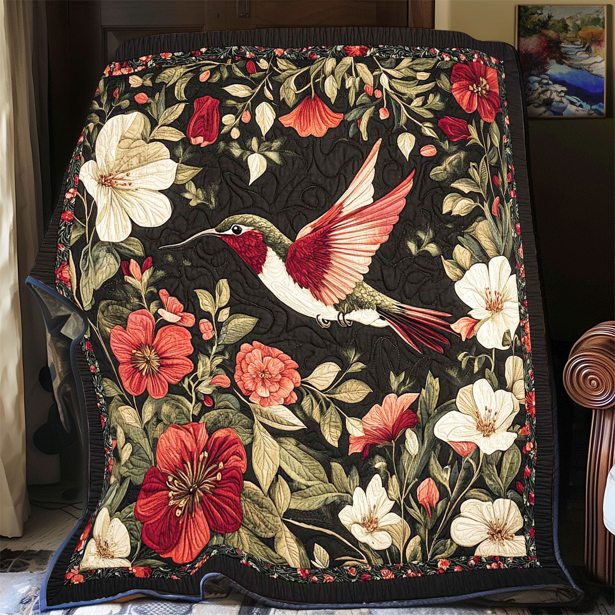 Gardenia Red Hummingbird WP1402016CL Quilt