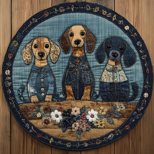 Dachshund Bloomline WN0207038CL Quilted Round Mat
