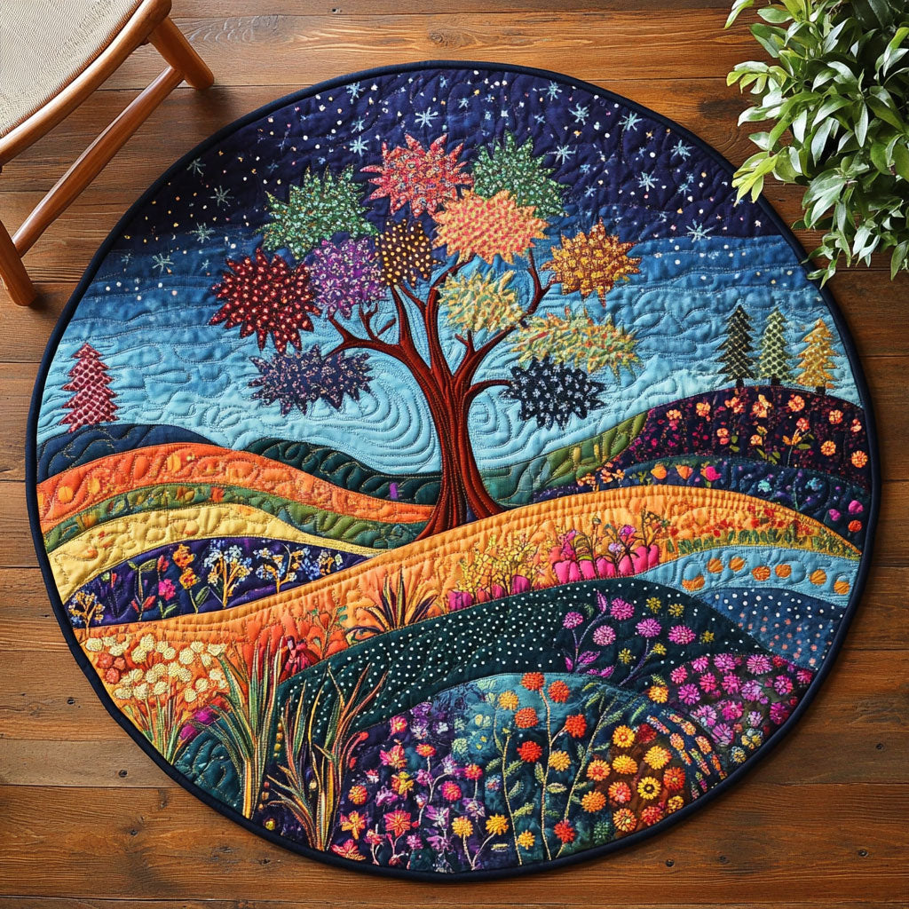 Tree Of Life Hill WJ2803051CL Quilted Round Mat