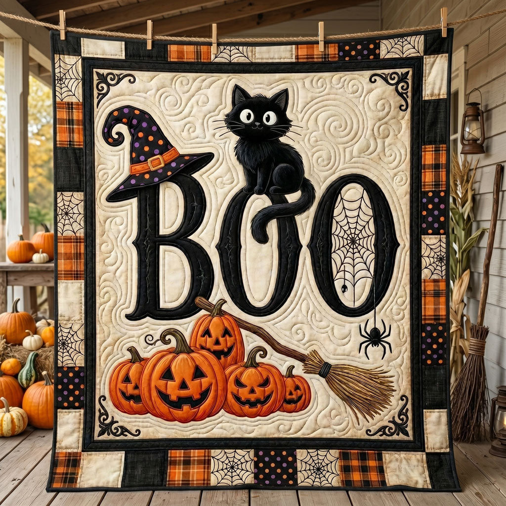 Boo Black Cat Witch Halloween WN0905002CL Quilt