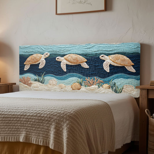 Turtle Ocean Glow CW1312025CL Quilted Headboard Slipcover