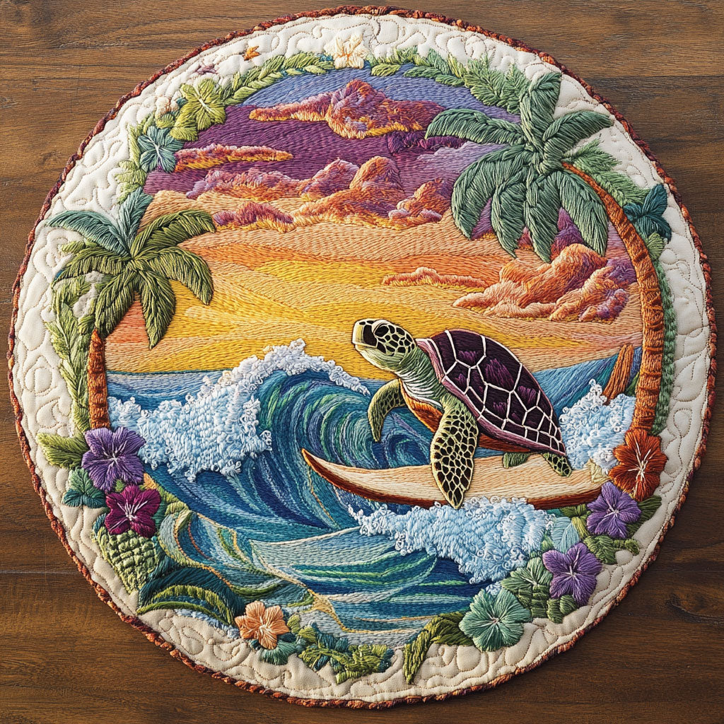 Turtle Rider WN3105060CL Quilted Round Mat