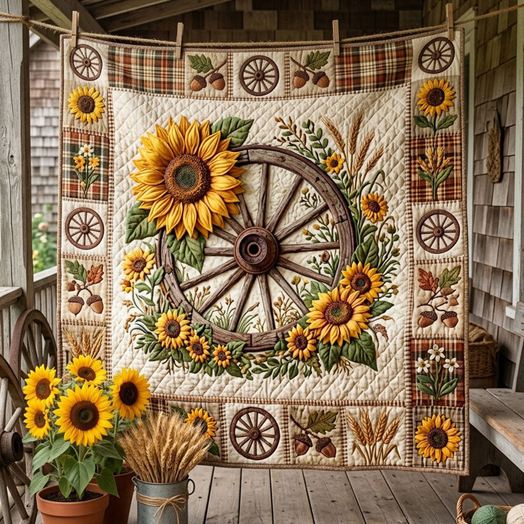 Sunflower Wagon Wheel WN2006014CL Quilt