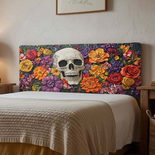 Skull Bloom CW1312020CL Quilted Headboard Slipcover