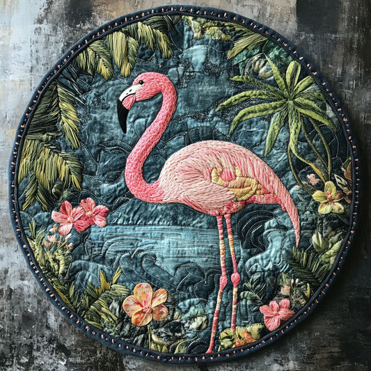 Flamingo Garden WN0707055CL Quilted Round Mat