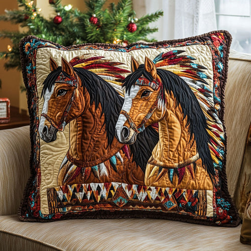 Two Native Horse CW0701117CL Quilt Pillow Case
