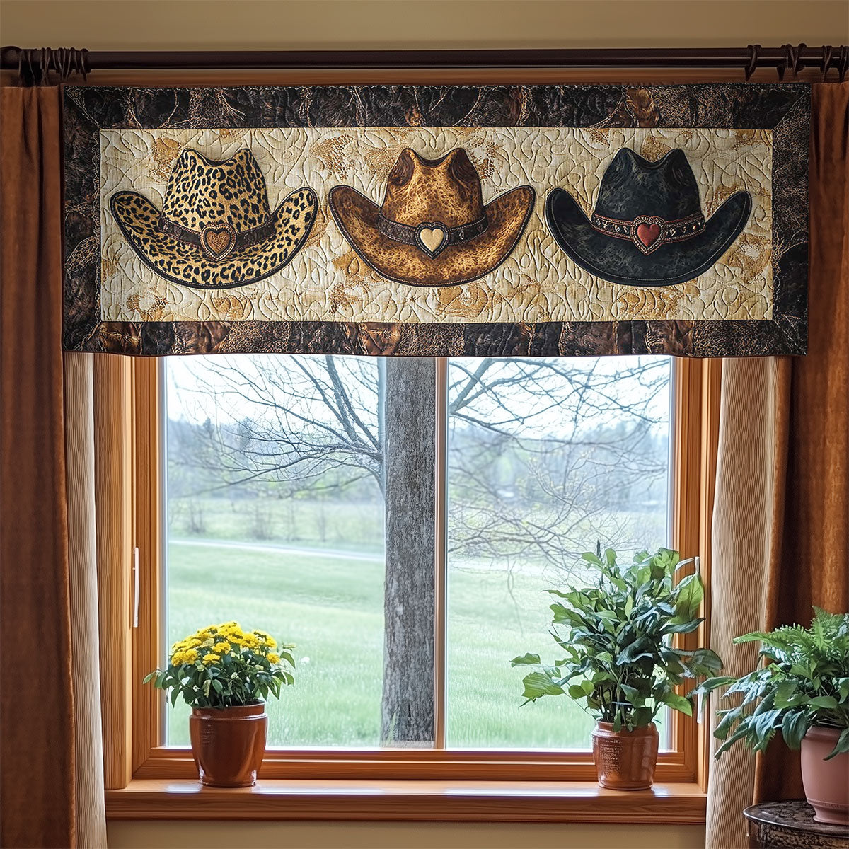 Cowboy Hat And Hearts WN1505045CL Quilted Valance