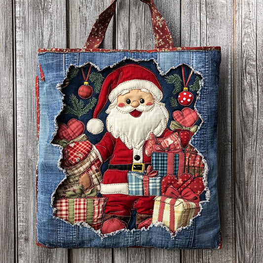 Patchwork Santa WN0801065CL Quilted Tote Bag
