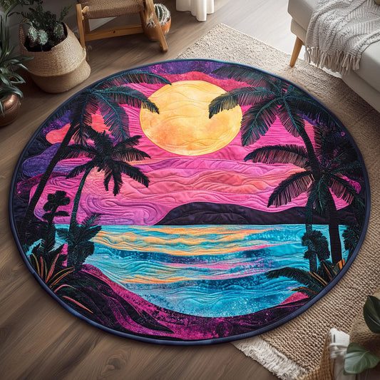Tropical Surreal Sunset WJ0107046CL Quilted Round Mat