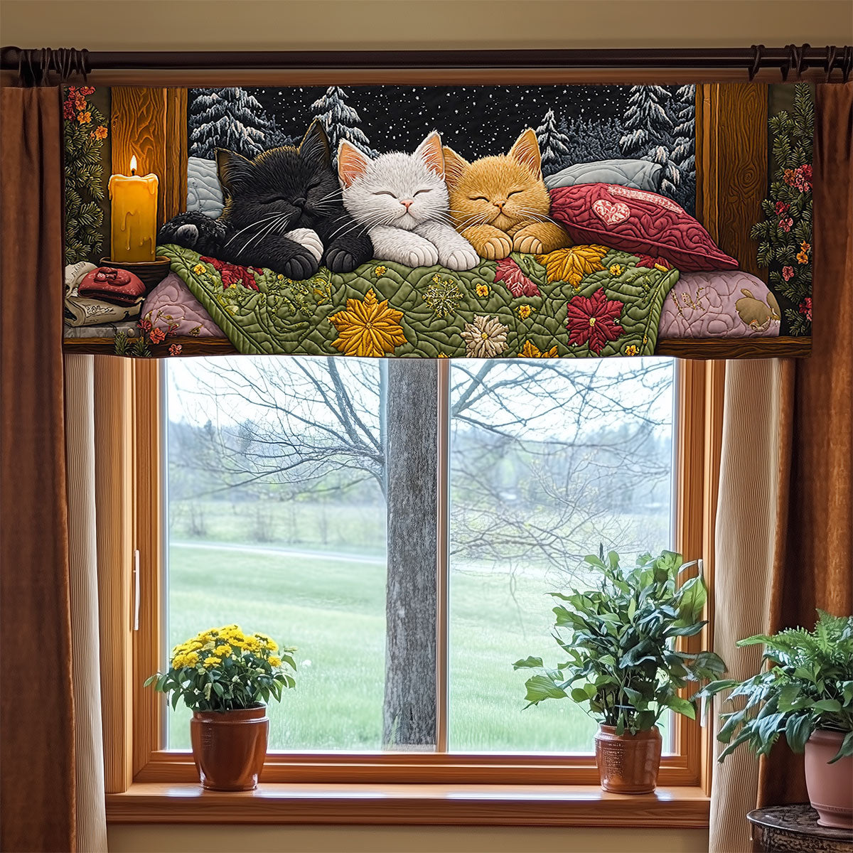 Sleeping Cat WJ2406020CL Quilted Valance