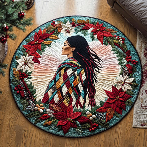 Native American Woman KL1012025CL Quilted Round Mat