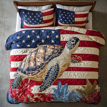 Turtle In Red White Blue WN1604065CL Duvet Cover Set