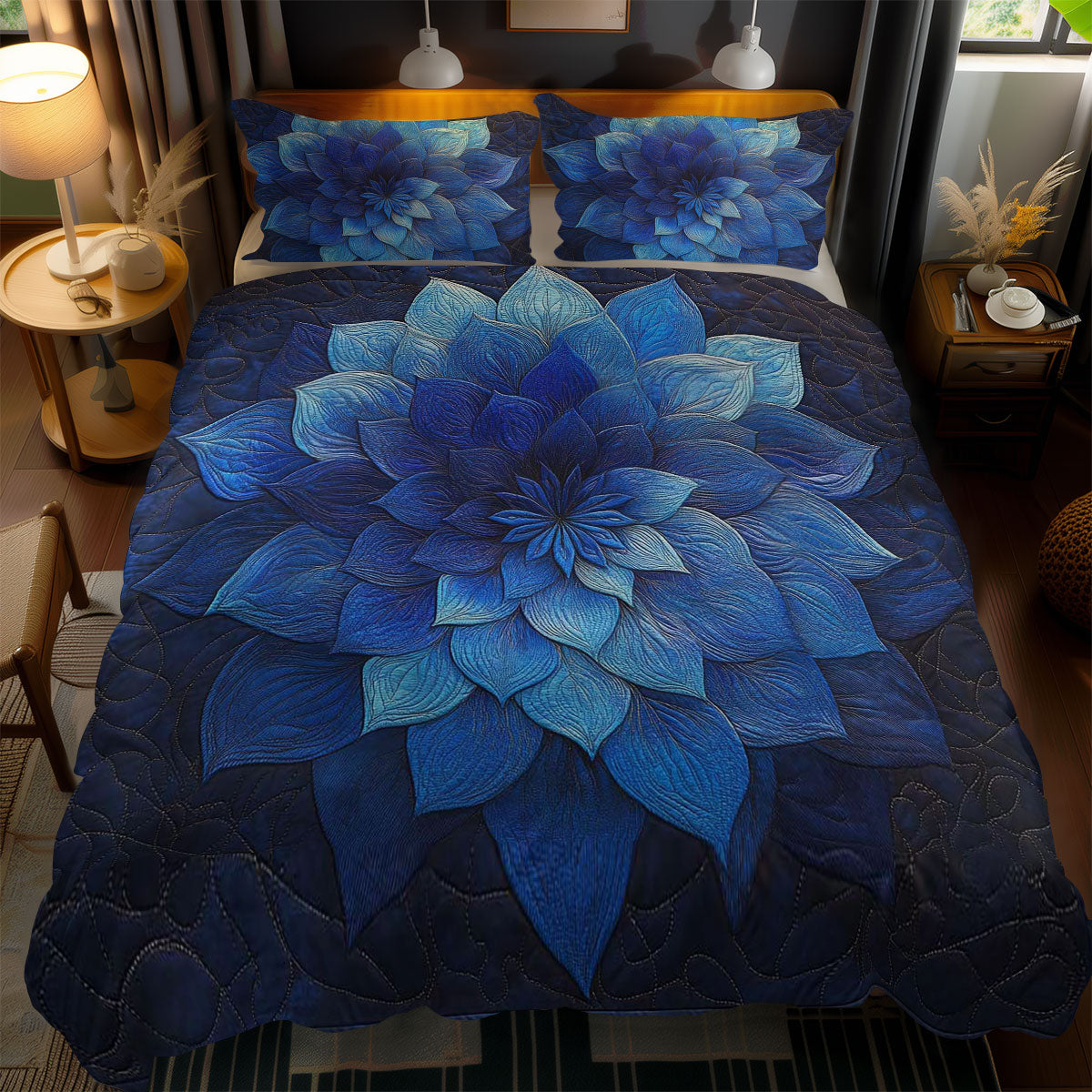 Royal Blue Flower WN1103142CL Duvet Cover Set