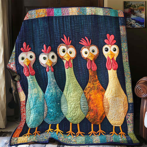 Whimsical Chickens XR0801001CL Quilt