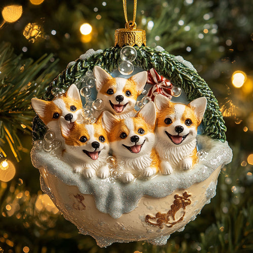 Corgi Christmas Crew WN1610053CL Christmas Ornament