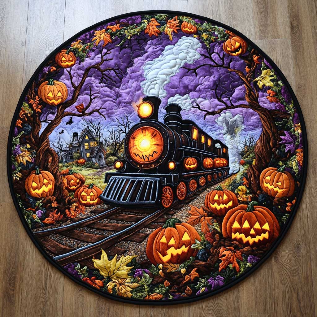 Forest Phantom Train WN1005020CL Quilted Round Mat