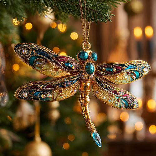 Golden Dragonfly Glow CW2711025CL Christmas Ornament