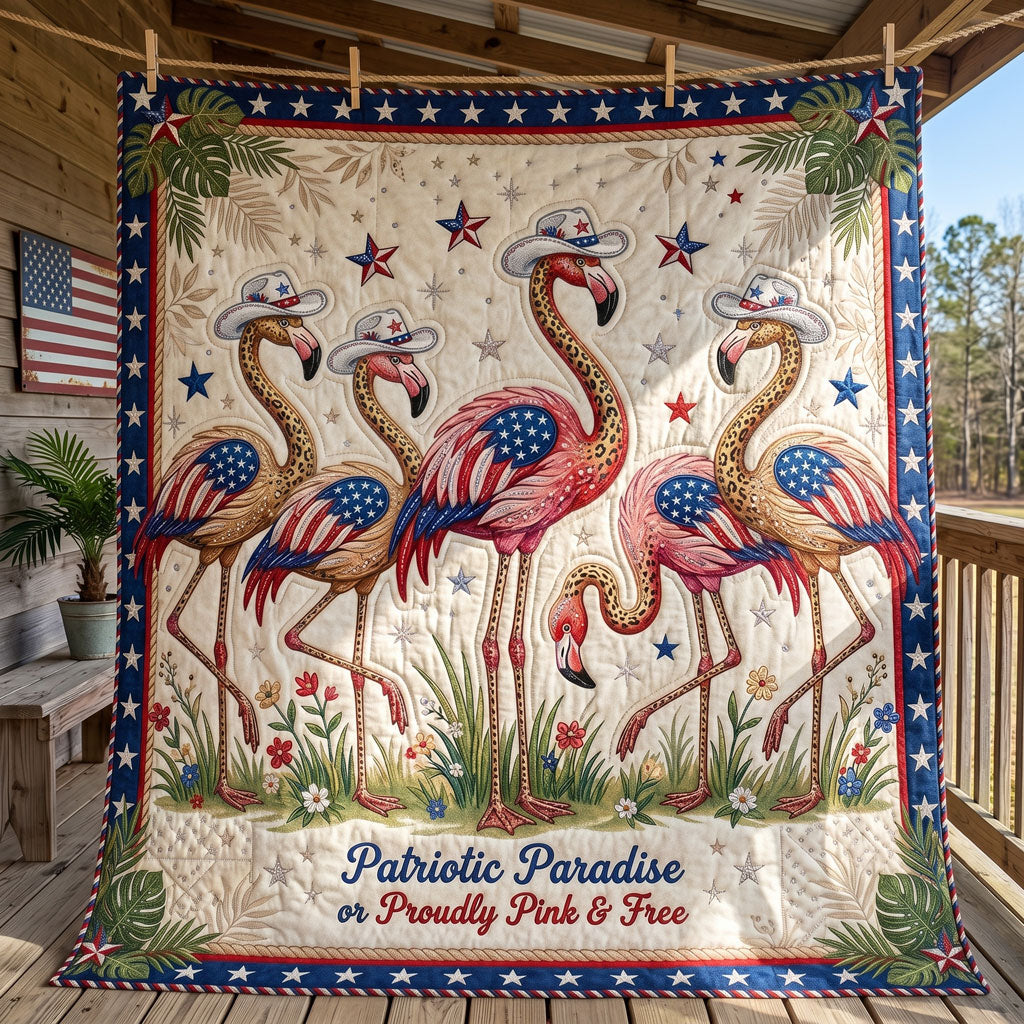 Patriotic Paradise Flamingos WN0506010CL Quilt
