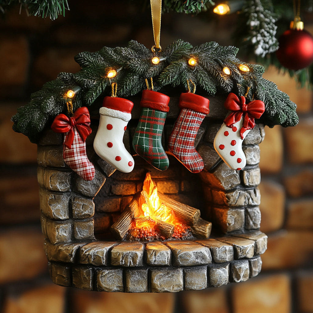 Christmas Fireplace Stocking CW0311023CL Christmas Ornament