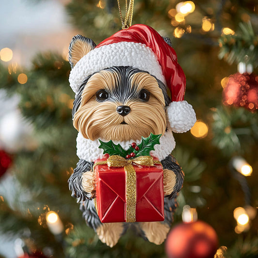 Cheer Yorkie CP1710040CL Christmas Ornament