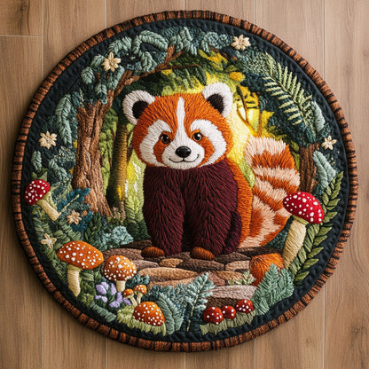 Red Panda Charm WN2905050CL Quilted Round Mat