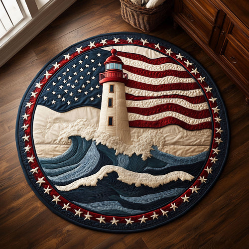 Old Glory Lighthouse WN0906065CL Quilted Round Mat