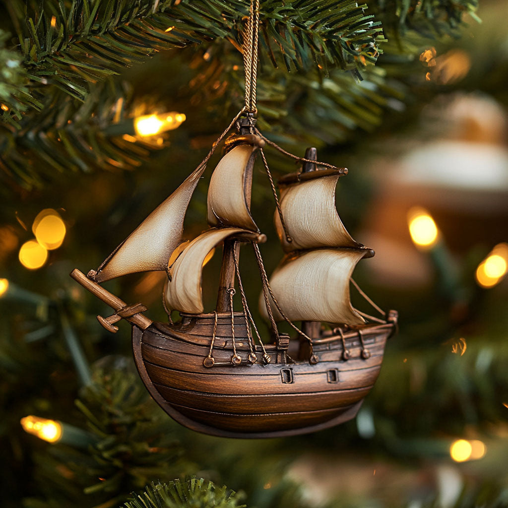 Midnight Pirate Ship WN1512043CL Christmas Ornament