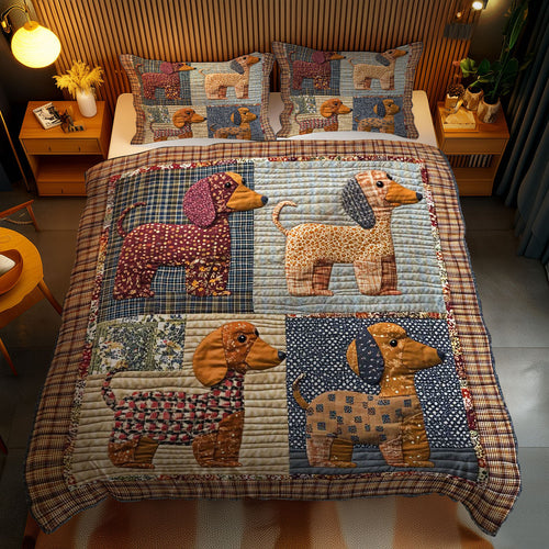 Dachshund Folk Art WN1103106CL Duvet Cover Set