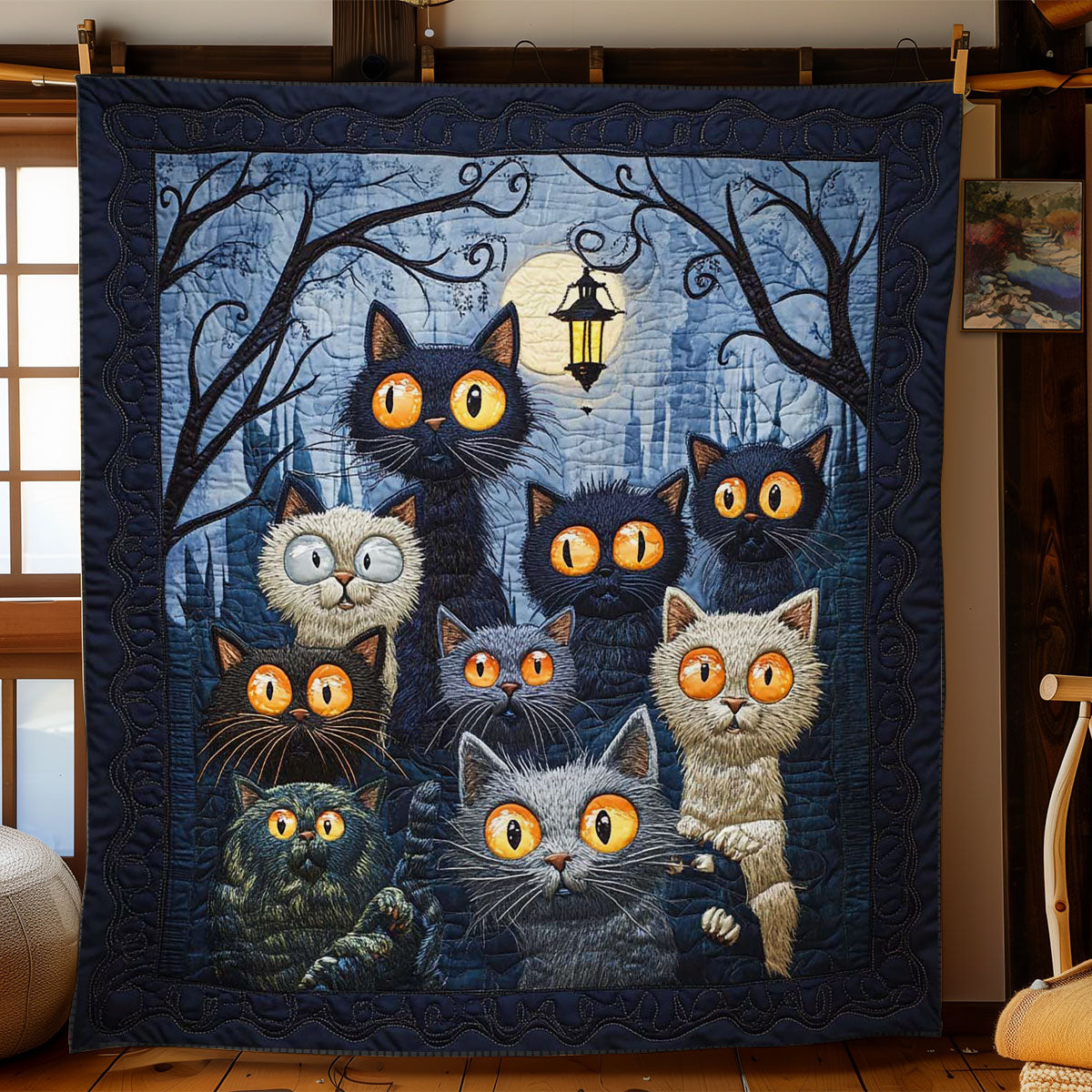 Curious Cat Night WN1203030CL Quilt