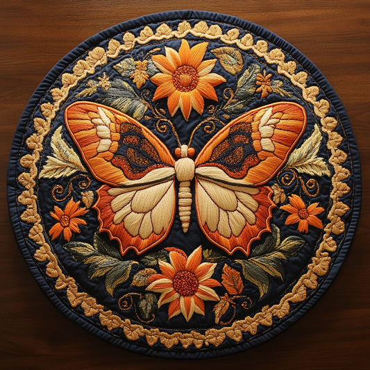 Floral Butterfly WN0107037CL Quilted Round Mat