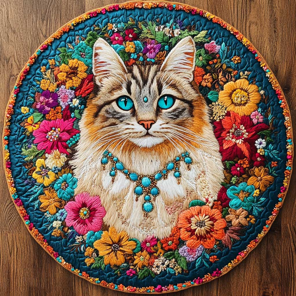 Mystic Cat WN1005097CL Quilted Round Mat
