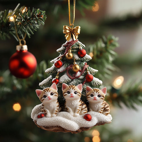 Snowy Tree Cat WN0811067CL Christmas Ornament