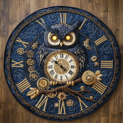 Clock Owl WN0905052CL Quilted Round Mat