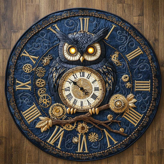 Clock Owl WN0905052CL Quilted Round Mat