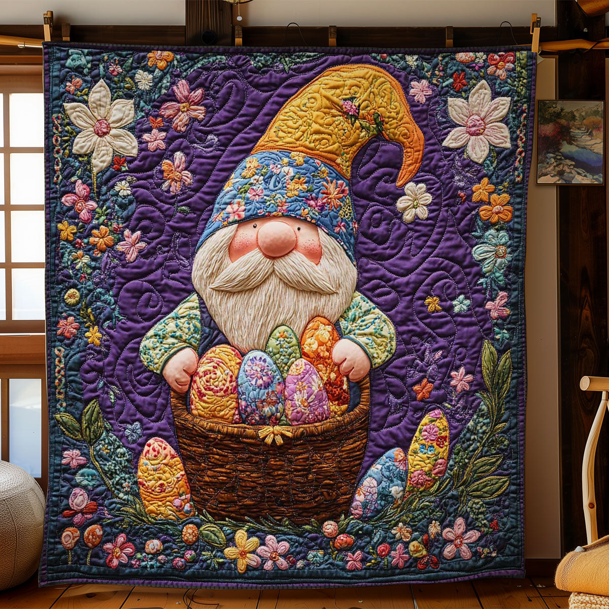 Gnome And Colorful Eggs WN1501042CL Quilt