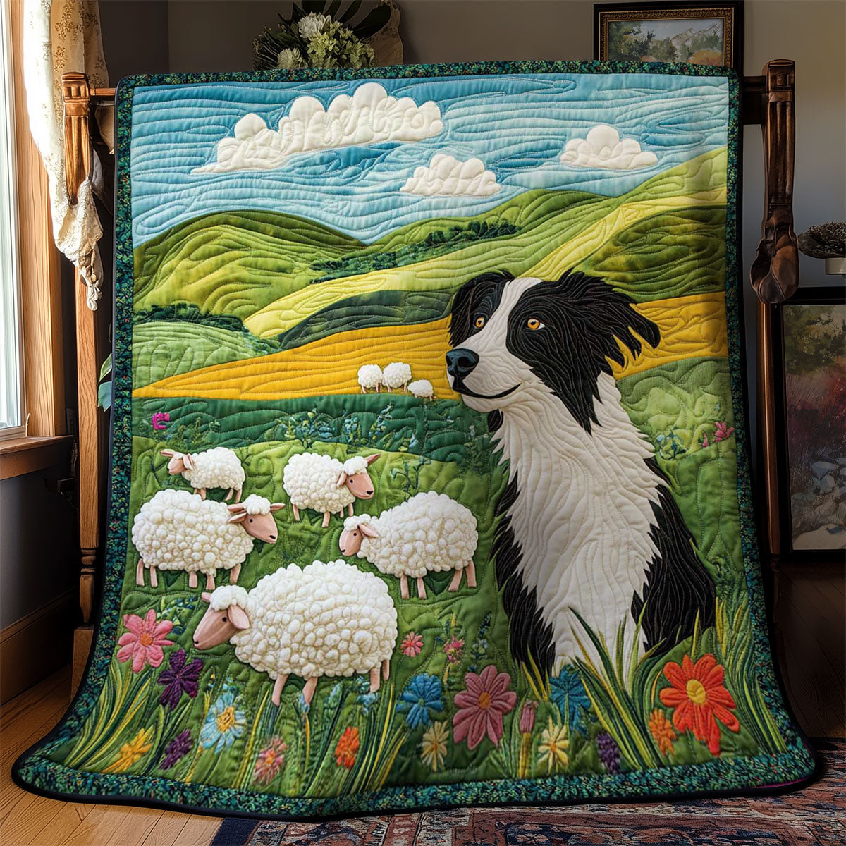 Border Collie Fields WN0601087CL Quilt