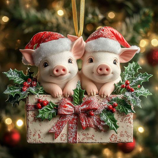 Gift Box Pig WN2611023CL Christmas Ornament